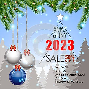 Abstract of Christmas Happy New Year Grand Sale