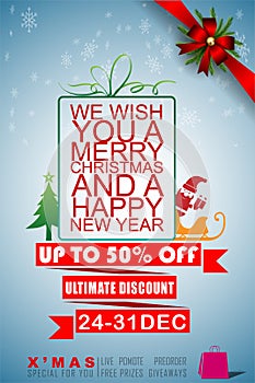 Abstract of Christmas Happy New Year Grand Sale