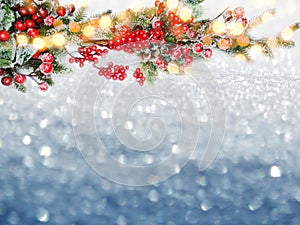 Abstract christmas lights garland blurs background shiny bokeh