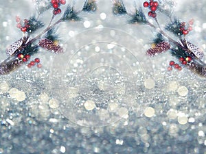 Abstract christmas lights garland blurs background shiny bokeh