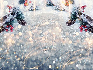 Abstract christmas lights garland blurs background shiny bokeh