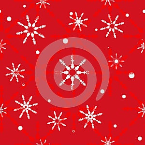 Abstract Christmas and New Year Seamless on red Background. snowflake pattern. Vector Illustration EPS 10