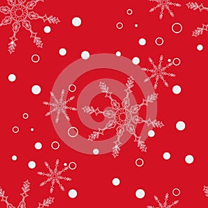 Abstract Christmas and New Year Seamless on red Background. snowflake pattern. Vector Illustration EPS 10