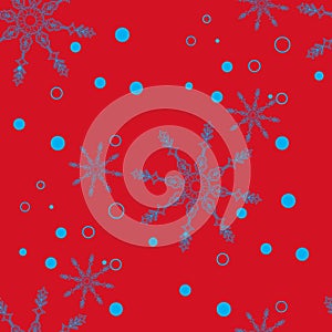 Abstract Christmas and New Year Seamless on red Background. snowflake pattern. Vector Illustration EPS 10