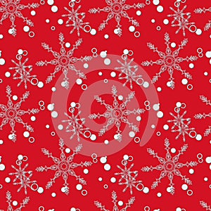 Abstract Christmas and New Year Seamless on red Background. snowflake pattern. Vector Illustration EPS 10