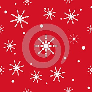 Abstract Christmas and New Year Seamless on red Background. snowflake pattern. Vector Illustration EPS 10