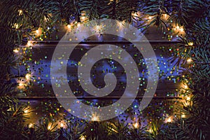Abstract christmas party background with lights and glitter, frame image with copy space for text