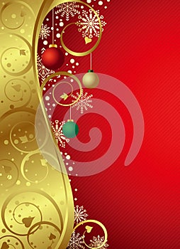 Abstract Christmas Red Gold Curve Background