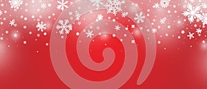 Abstract Christmas top snowflake seamless border on red background