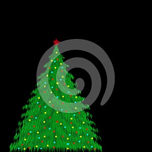 Abstract christmas tree on black background