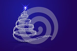 Abstract christmas tree blue background.