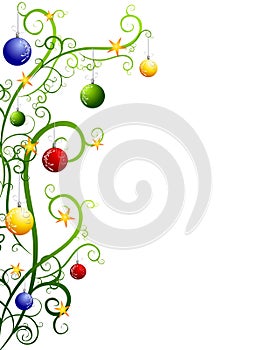 Abstract Christmas Tree Border With Ornaments