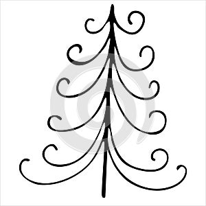 Abstract christmas tree for christmas and new year coloring book vector element in doodle style