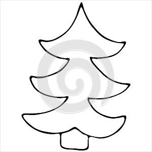 Abstract christmas tree for christmas and new year coloring book vector element in doodle style