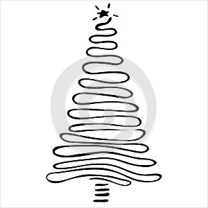 Abstract christmas tree for christmas and new year coloring book vector element in doodle style