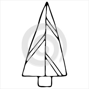 Abstract christmas tree for christmas and new year coloring book vector element in doodle style