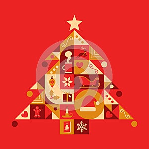 Abstract Christmas tree with geometrical icons