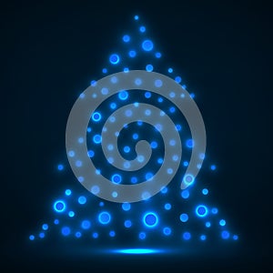 Abstract christmas tree from glowing circles