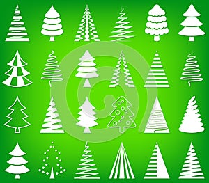 Abstract christmas tree icons collection