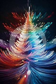 abstract christmas tree with multicolored lights