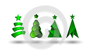 Abstract Christmas tree set. 3d fir tree icons for Christmas and New Year greeting card decoration.