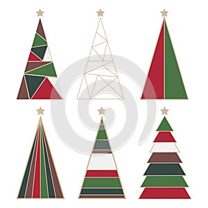 Abstract Christmas tree set in geometric style - modern illustration design element for your Christmas project.