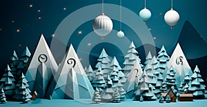 Abstract Christmas trees, Christmas background - AI generated image