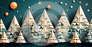 Abstract Christmas trees, Christmas background - AI generated image