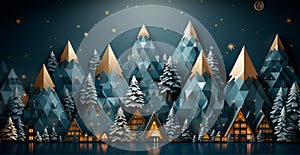 Abstract Christmas trees, Christmas background - AI generated image