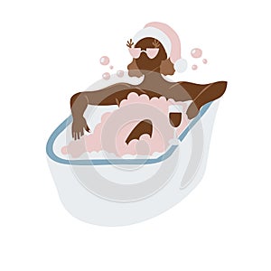 Abstract christmas woman in bath vector illustration