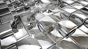Abstract Chrome Cubes Background Shiny Metallic Texture