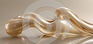 Abstract chrome figure of intertwining flow with beige highlights