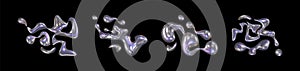Abstract chrome liquid shapes with drops