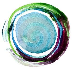 Abstract circle acrylic and watercolor background.