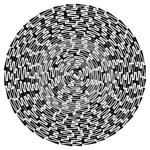 Abstract circle background with lines. Zigzag optical illusion art geometric backdrop
