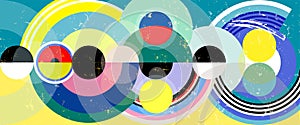 Abstract circle background, retro, geometric design, grungy