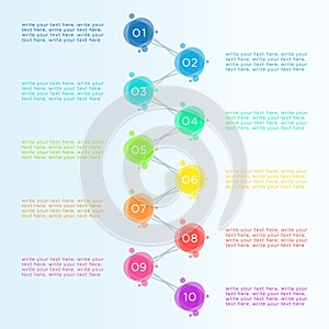 Abstract Circle Bullet Points Connected 1 to 10