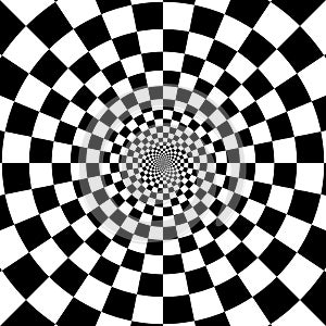 Abstract circle checkered background. optical illusion effect