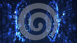 Abstract circle cyber digital technology graphic illustration blue color