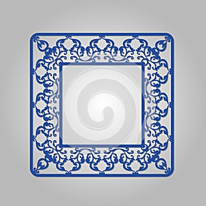 Abstract circle frame with swirls, ornament, vintage . May be used for lasercutting. photo