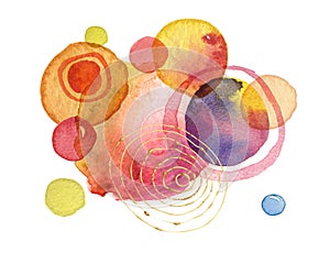 Abstract circle gold acrylic and watercolor painting background