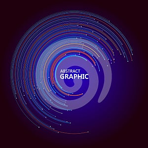 Abstract circle graphic composed of colorful circle lines, vector illustration
