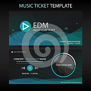 Abstract circle green wave Music ticket template for concert
