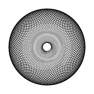 Abstract Circle Lines Spirograph Pattern. Round Rotation Design Element