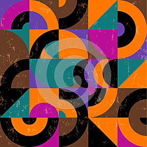 Abstract circle pattern, with squares, semicircles, paint strokes and splashes photo