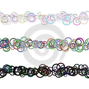 Abstract circle pattern text divider line design set from colored rings - repeatable vector graphic elements