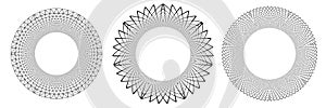 Circle patterns for round frame. Design elements set