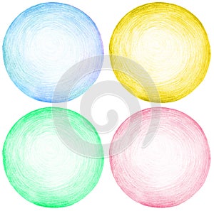 Abstract circle pencil scribbles background texture.