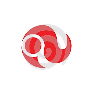 Abstract circle red flame curves design logo