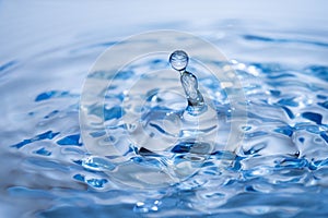 Abstract circle ripple water drop reflection. Blue fresh.